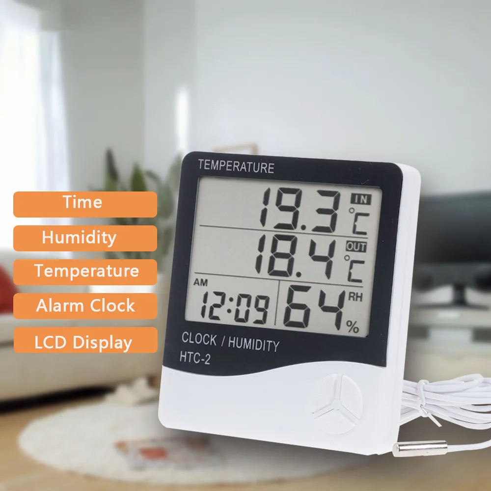 lcd electronic temperature humidity meter home thermometer hygrometer with alarm clock home weather station humidity monitor free global shipping