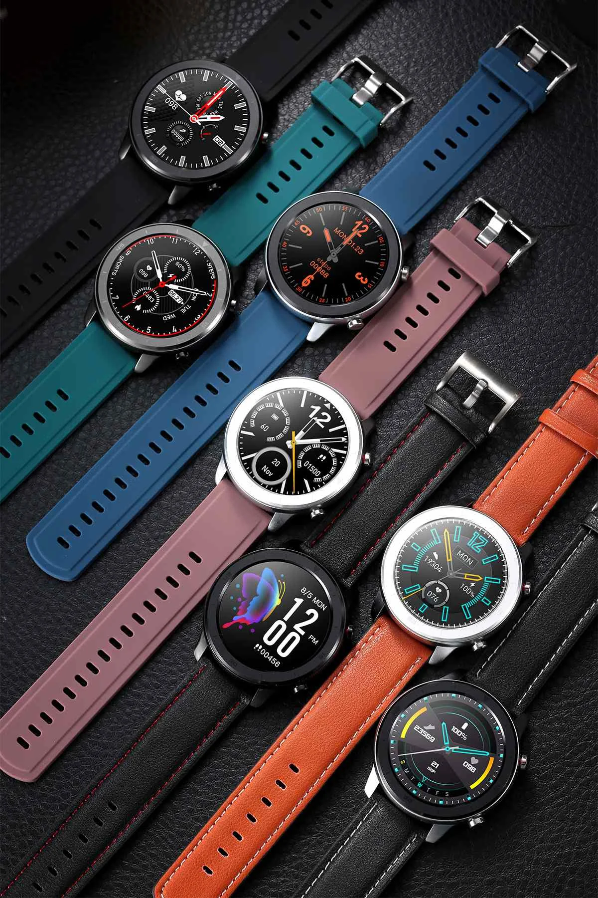 DT NO.1 DT78 Круглые сенсорные элементы управления Smart Watch 14 Мульти циферблаты Smartwatch Браслет Фитнес-трекер Мужчины Женщины Носимые устройства Группа Монитор сердечного ритма Информация Push-напоминание
