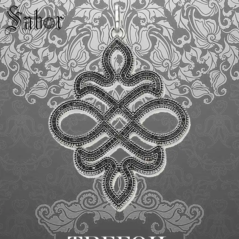 Кулоны с узлом из черного циркона Модная бижутерия серебряный цвет винтажный