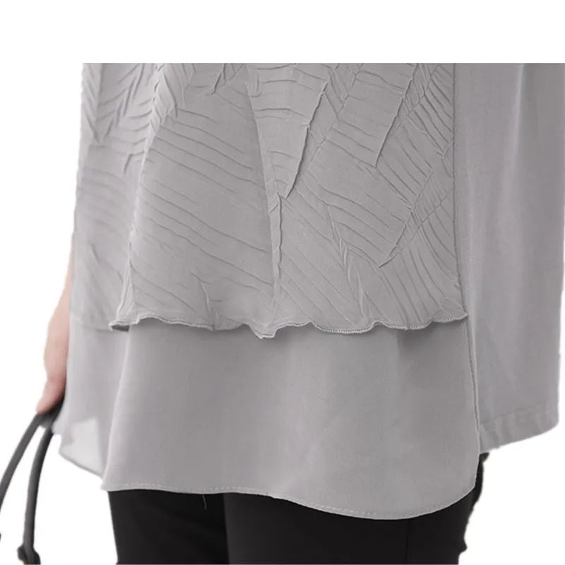 Женская плиссированная шифоновая блузка для матери среднего возраста большой