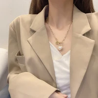 cool style love pearl necklace for female minimal light luxury 2021 fashion clavicle chain design summer pendant