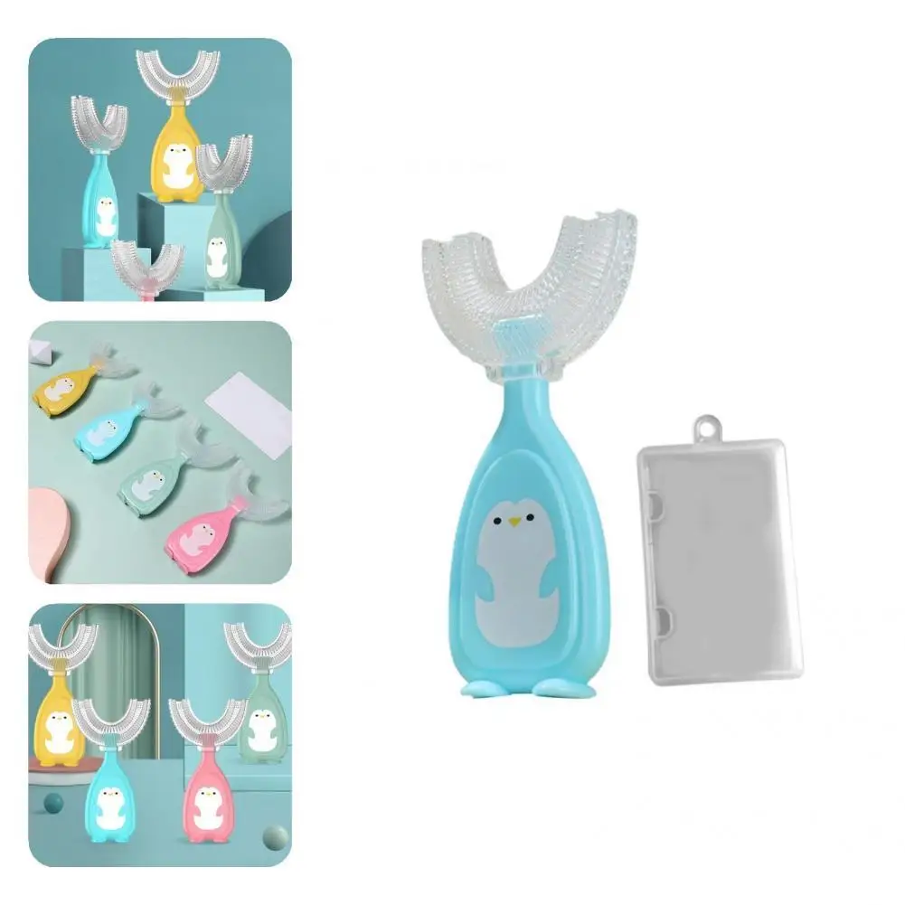 

1 Set Eco-friendly Silicone Ergonomic Design Soft Bristle U-type Toothbrush for Travel Kids Toothbrush Infant Toothbrush