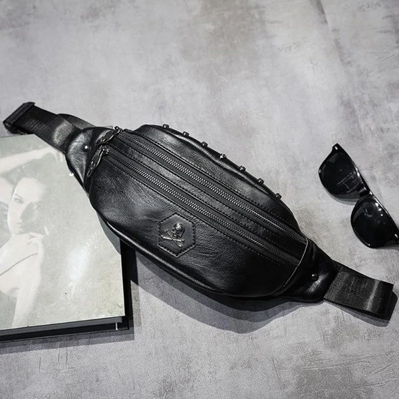 

KUDIAN BEAR Men Waist Bag Phone Fanny Pack PU Leather Multi-function Sports Bag Fashion Men's Chest Bag Cross Body BIX369 PM49
