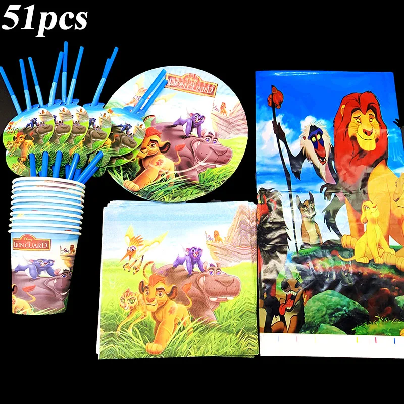 51 шт./лот Король Лев одноразовая посуда одноразовые тарелки чашки салфетки