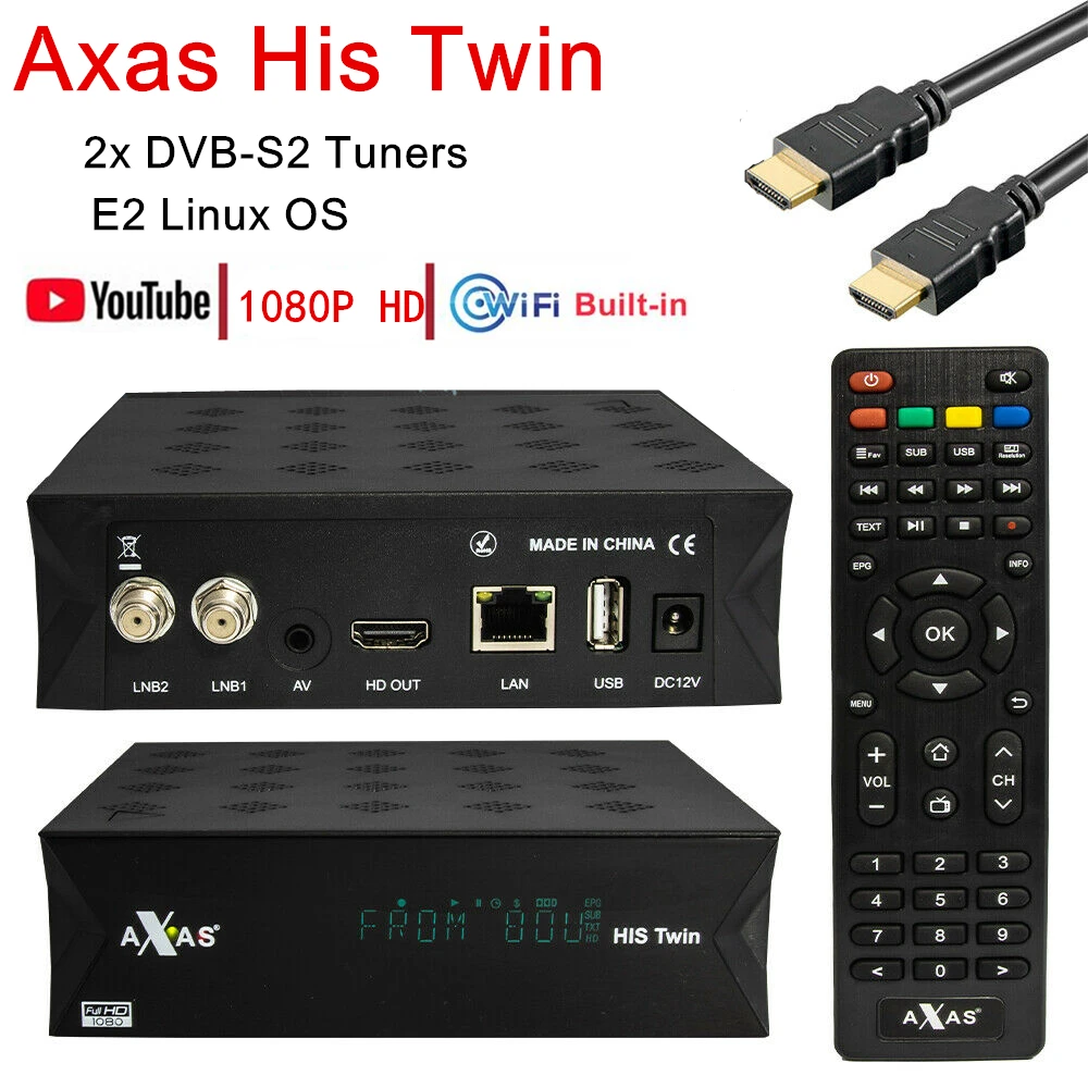 Горячая Распродажа Axas His двойной спутниковый ресивер 1080P HD телефон встроенный WiFi