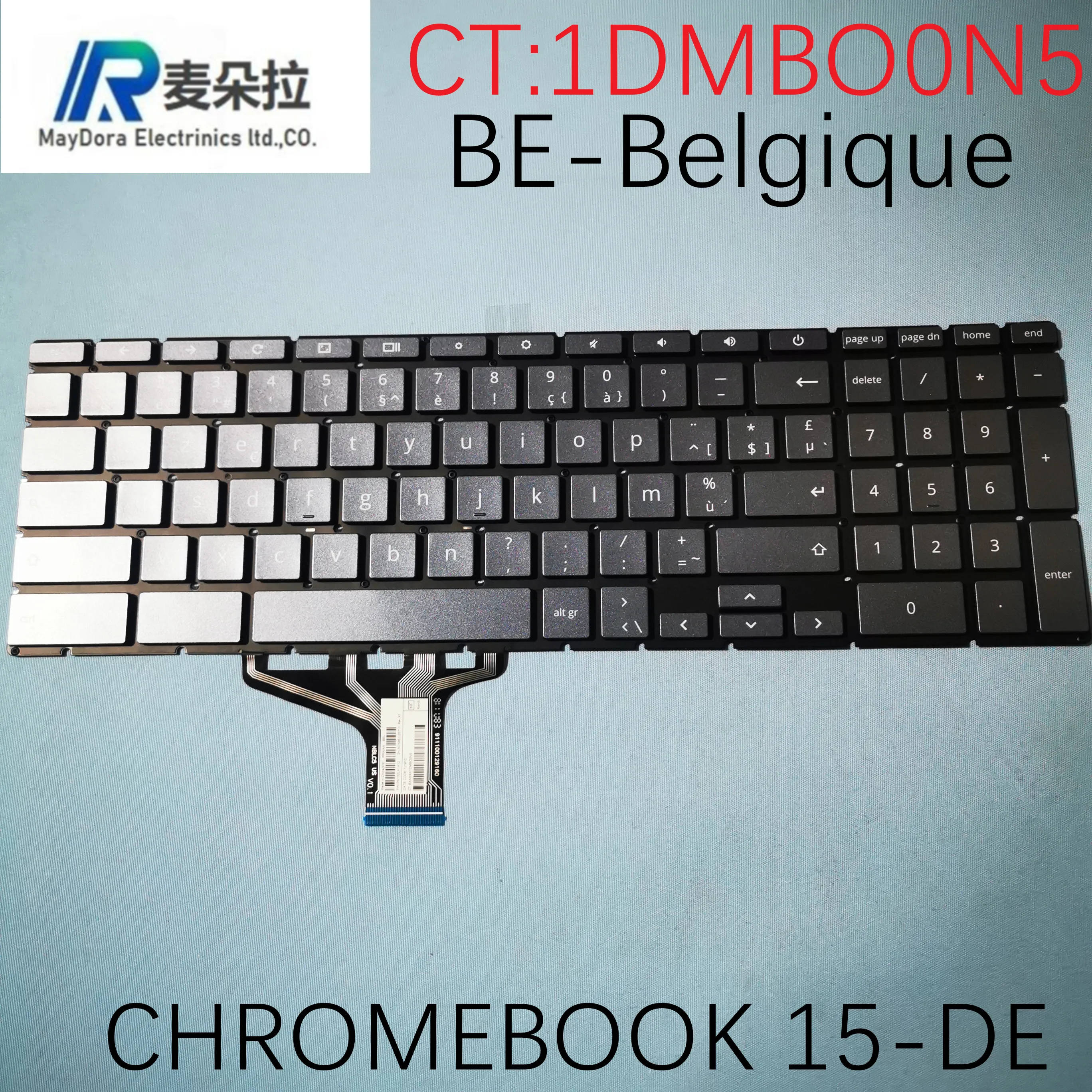 Клавиатура BE-Бельгия с подсветкой для ноутбука HP CHROMEBOOK 15-DE голубая 1DMBO0N5 |