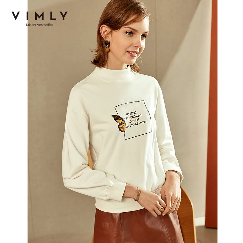 Женская толстовка Vimly модная свободная с буквенным принтом и круглым вырезом