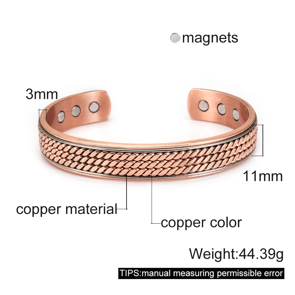 Twisted Copper Bracelets for Women Men Energy Magnetic Bracelet Benefits Adjustable Cuff Bangles Health | Украшения и аксессуары