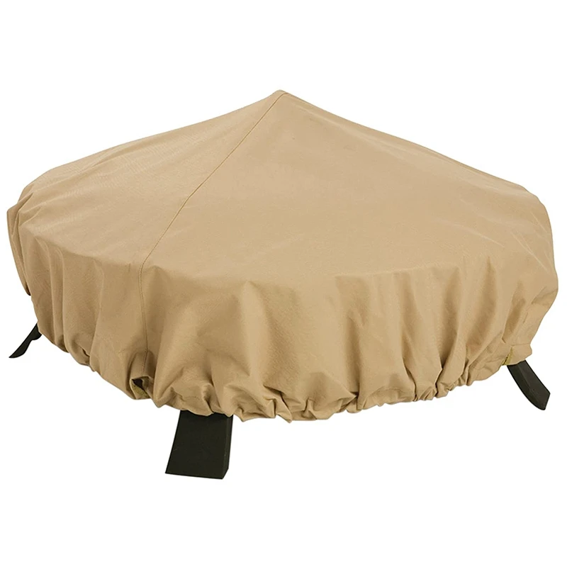 

Outdoor Round Fire Pit Cover Garden Courtyard Oxford Cloth Waterproof Canopy Dust Cover