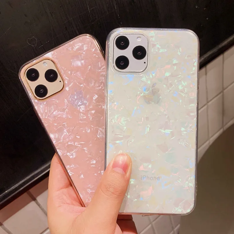 Блестящий жемчужный чехол из мягкого ТПУ с кольцом для iPhone 11 телефона задняя