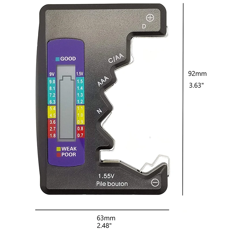 

Digital Battery Tester Universal Battery Tester, AA, AAA, N, C, D, 9V, 1.5V, Voltage Tester