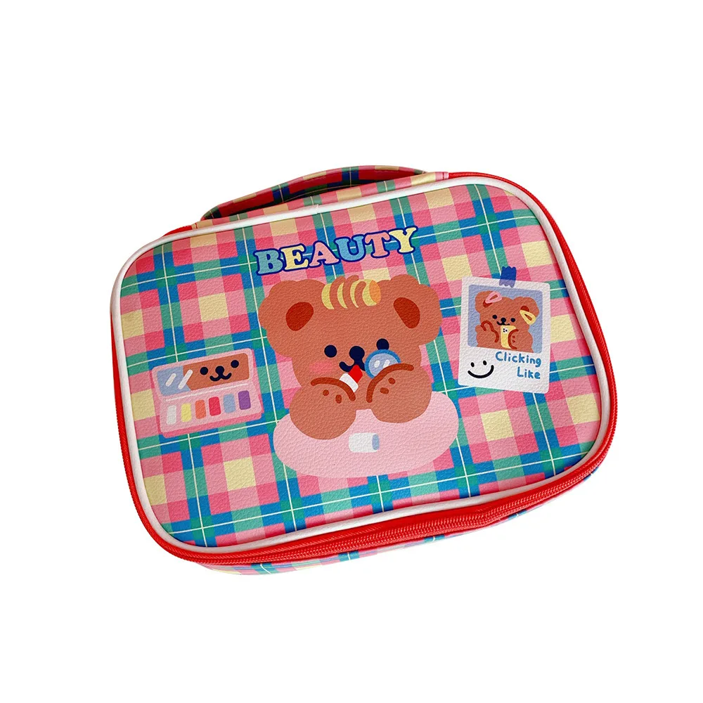 

Cute Girls Bear Cosmetic Bag Large Capacity Travel Make up Storage Case Organizer brush Pocket Bag Box