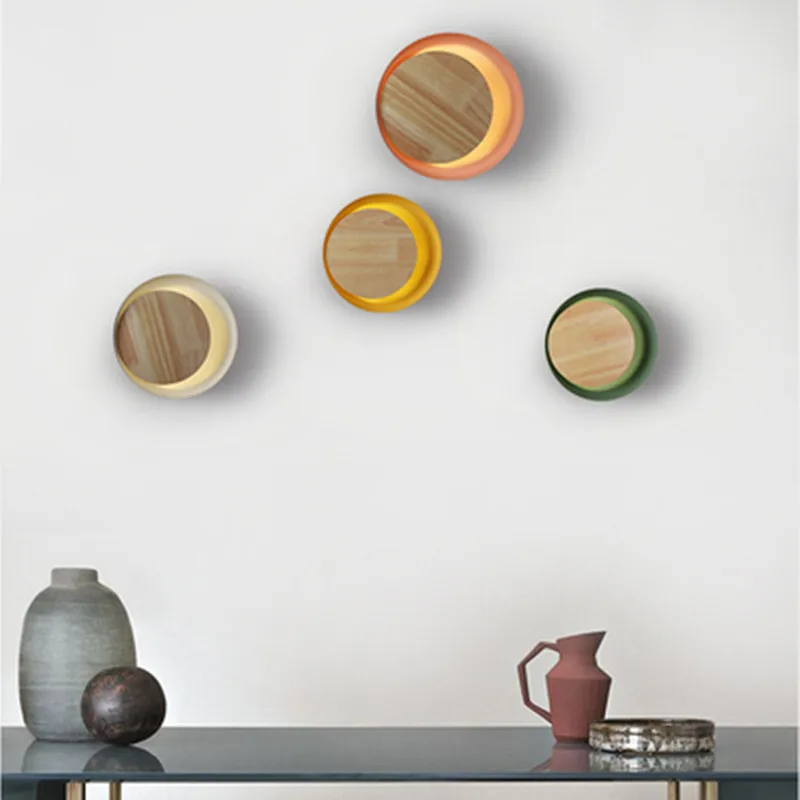 Скандинавский деревянный прикроватный светодиодный настенный светильник Macaroon