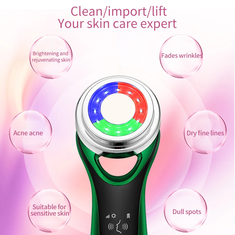 

Radio Frequency Beauty Device EMS Face Lifting Face Massager Heat Red Blue Light Face care Deep Cleansing Home Skin Care Device