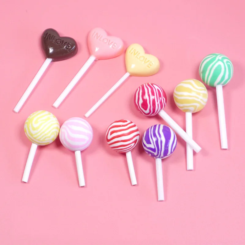 5 шт. мини игрушки смолы леденец на палочке с плоской задней кабошоны