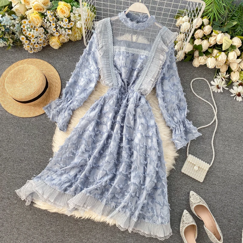 Новинка 2020 модная женская одежда винтажное платье с пышными рукавами женское