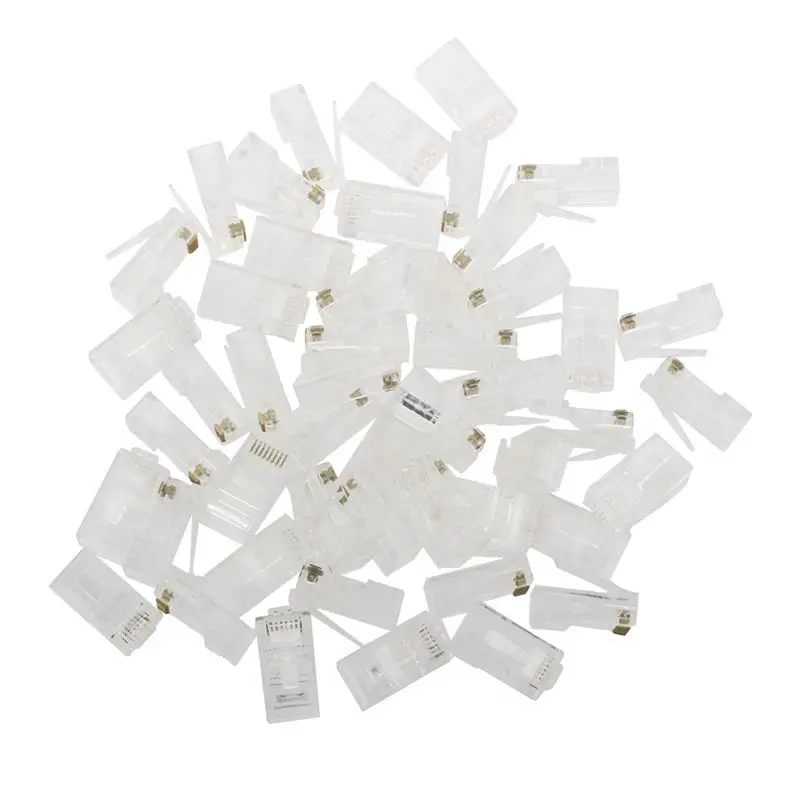 50 шт. RJ45 8P8C сетевой LAN CAT5E CAT6 модульный разъем Clear|Соединители| |