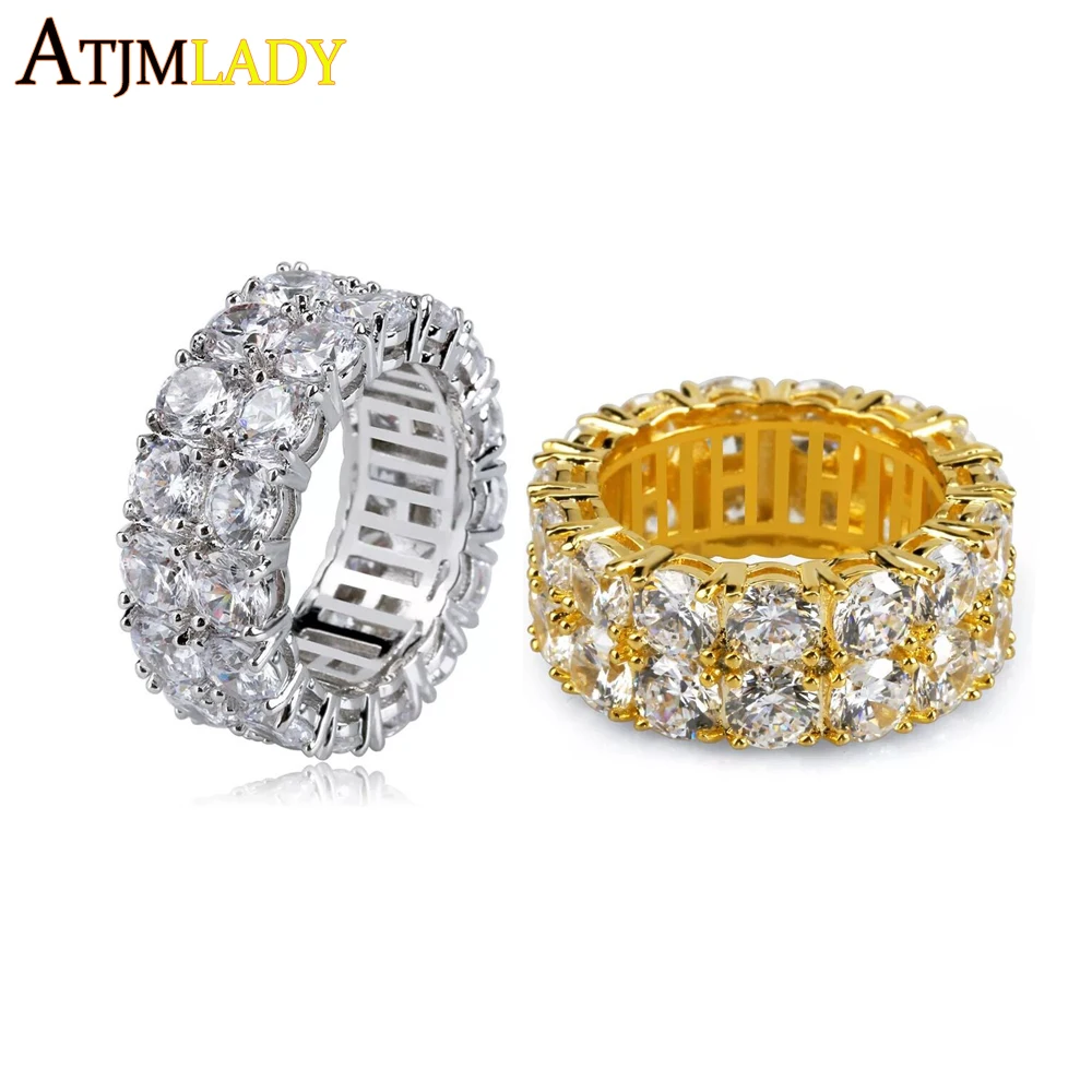 Новое Сверкающее круглое cz серебряное кольцо с фианитом AAA 2 ряда цепочкой