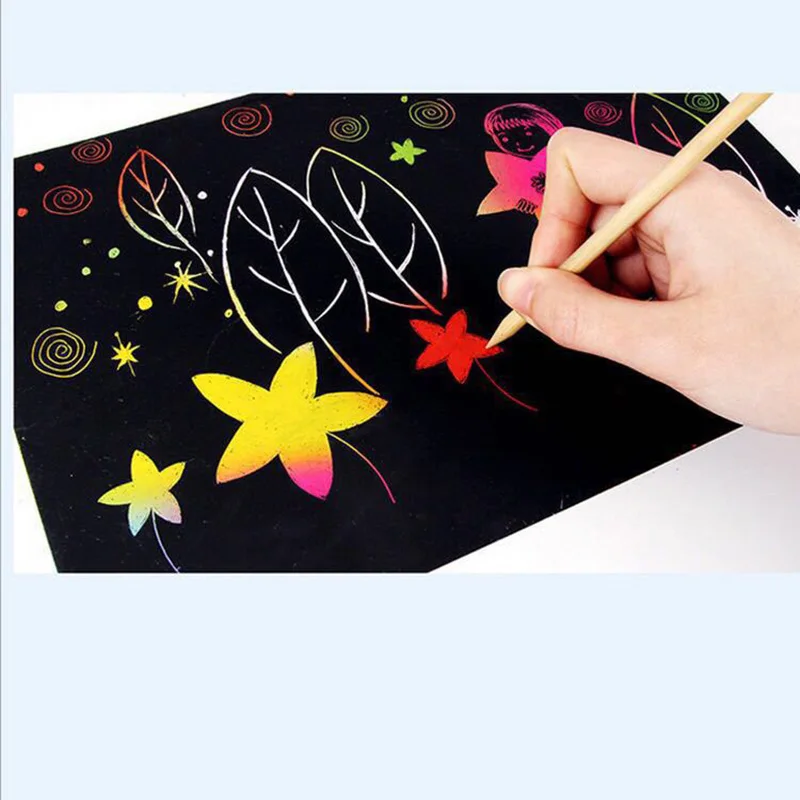 

10pcs/set 16K/32K Scratch Art Paper Magic Painting Paper with Drawing Stick For Kids Educational Toy Colorful Drawing Toys