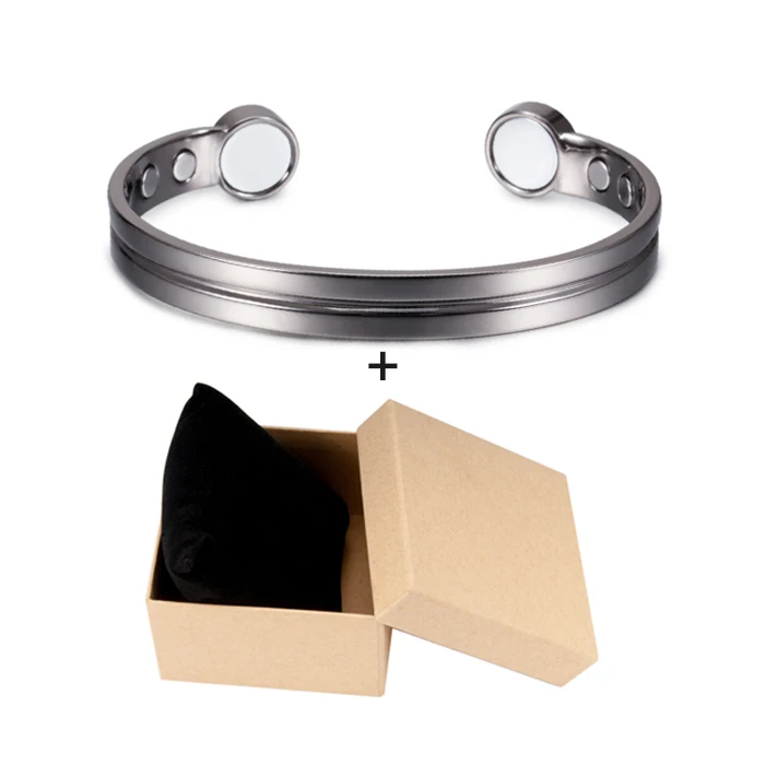 Vinterly Copper Bracelets for Women Silver Color Pure Copper Magnetic Bracelet Health Energy Adjustable Cuff Bracelets Bangles - Окраска металла: s box
