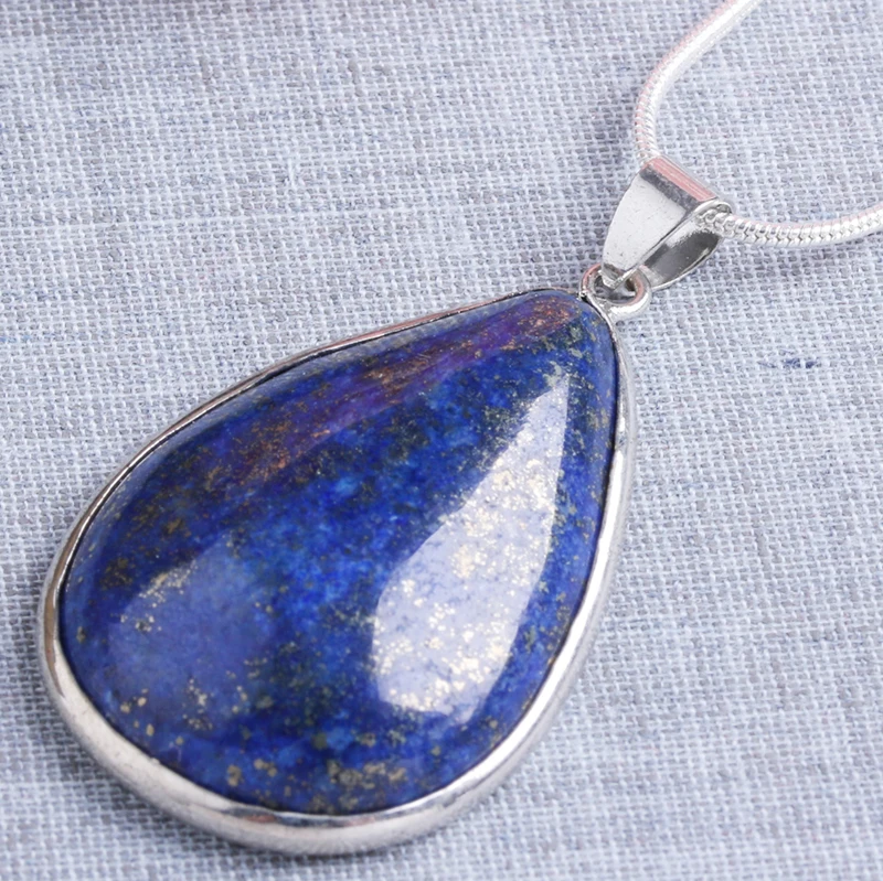 

Women Lady Girl Gemstone Lapis Lazuli Gem Necklace Pendant 1.42x1.02" Chain LX9E