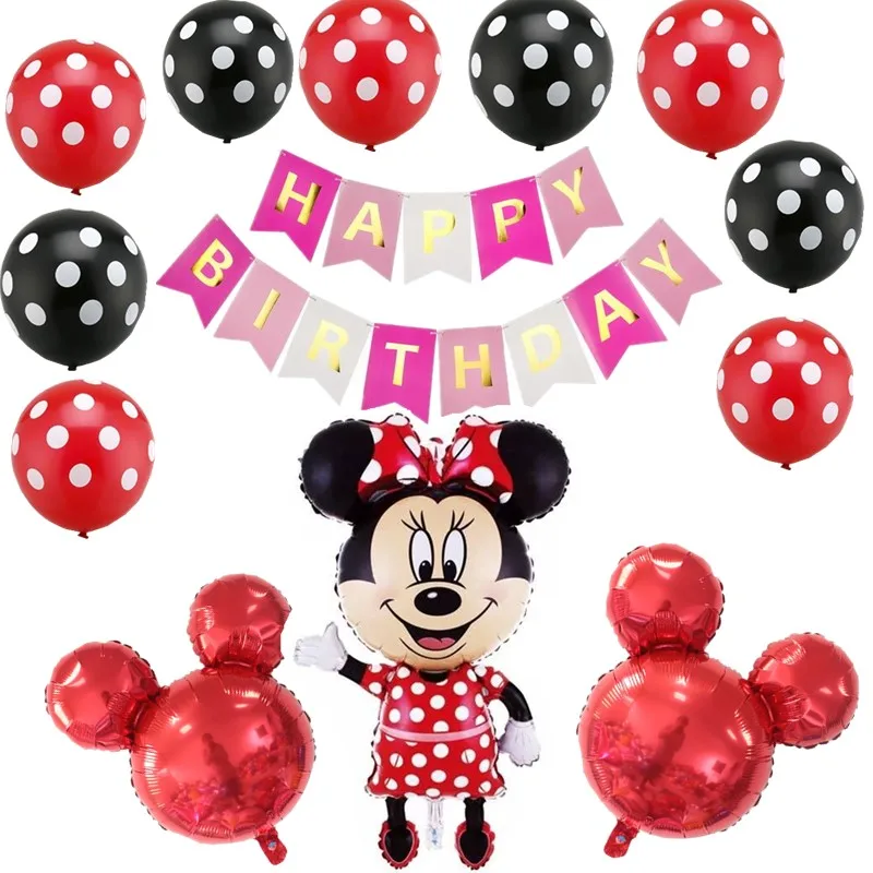 1 комплект большой размер Микки Минни Маус фольги воздушные шары с счастливыми
