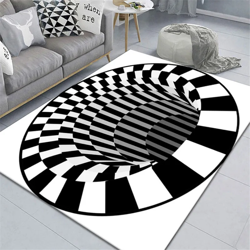 

Halloween Round 3D Mat Vortex Clown Trap Visual Illusion Rug Printed Area Carpet Floor Pad Non-slip Doormat Living Room Blanket