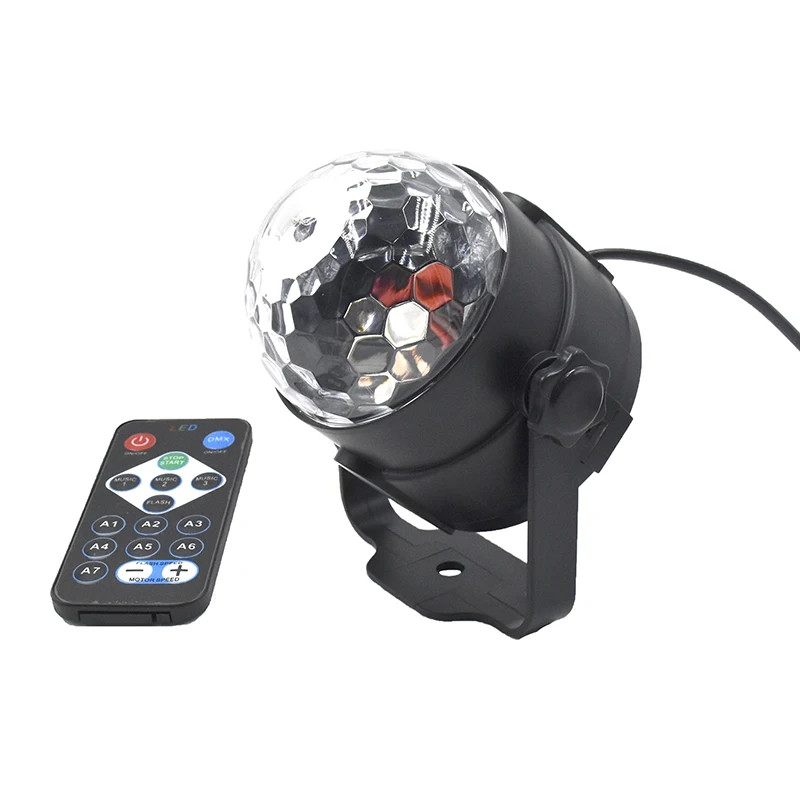 Диско шар светодиодный вращающийся с активацией звуком 3 Вт|Эффект освещения