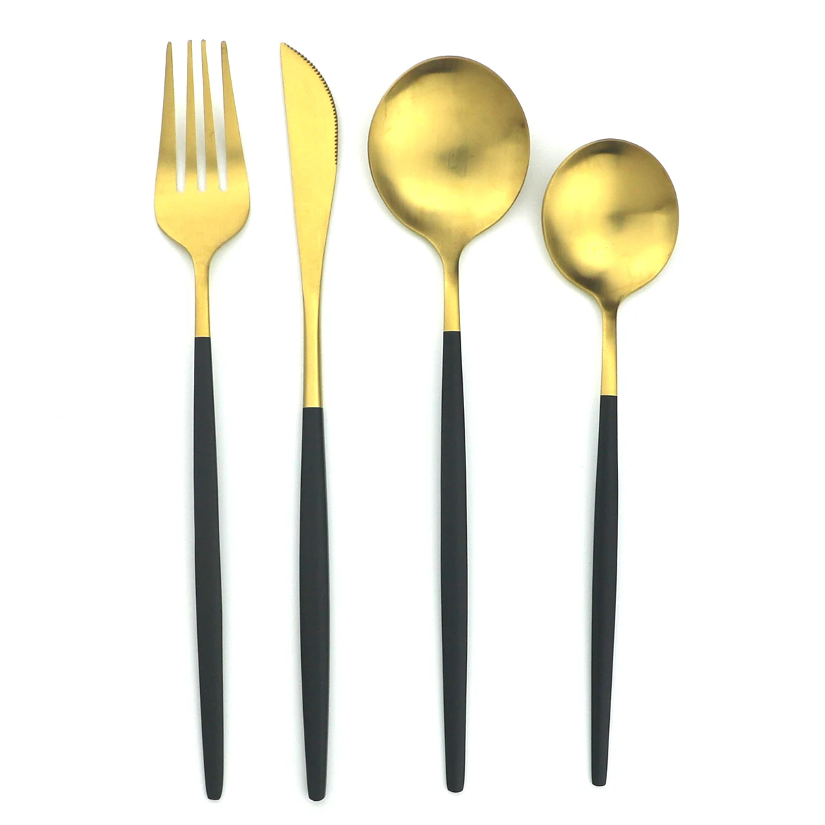 Набор столовых приборов из нержавеющей стали черного и золотого цвета 24