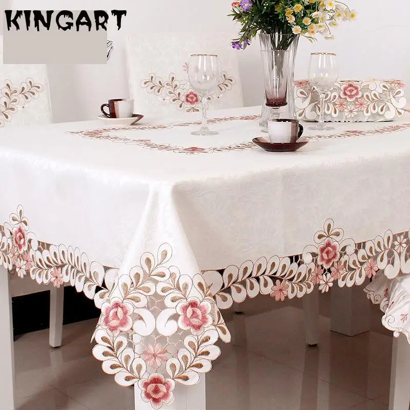 Wedding Embroidered Tablecloth Party &amp Banquet Round or Rectangle Dinning Table Cloth Coffee Cover Rose Runner | Дом и сад
