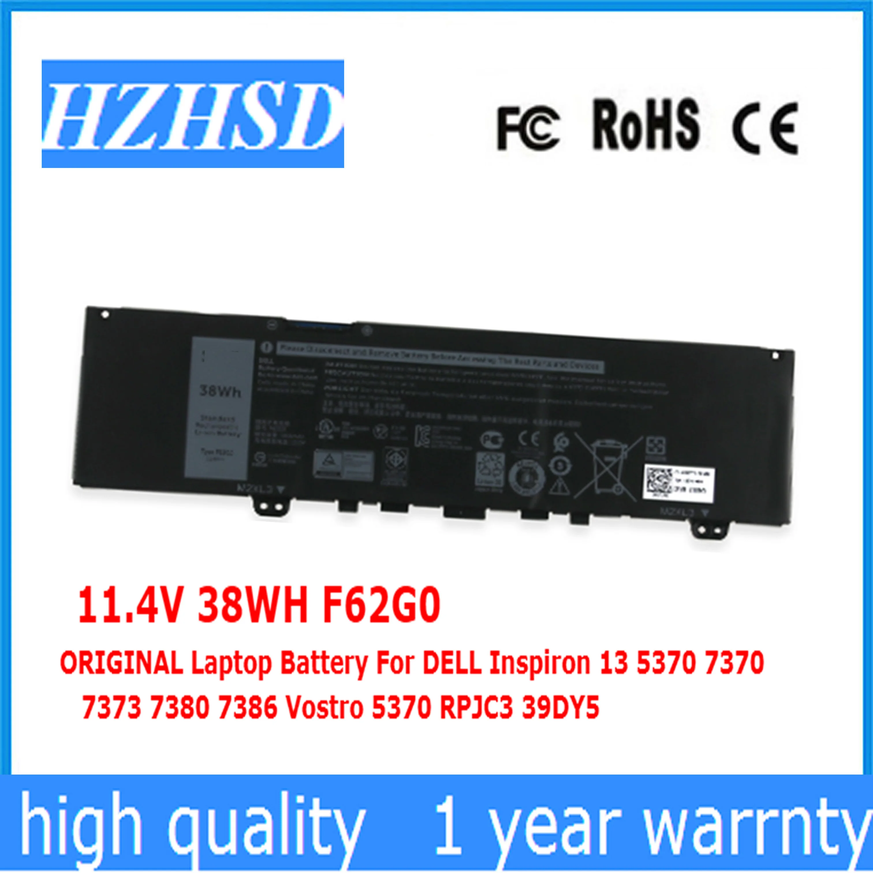 Оригинальный аккумулятор для ноутбука DELL Inspiron 13 11 4 5370 7370 7373 7380 Vostro 7386 RPJC3 39DY5 в 38