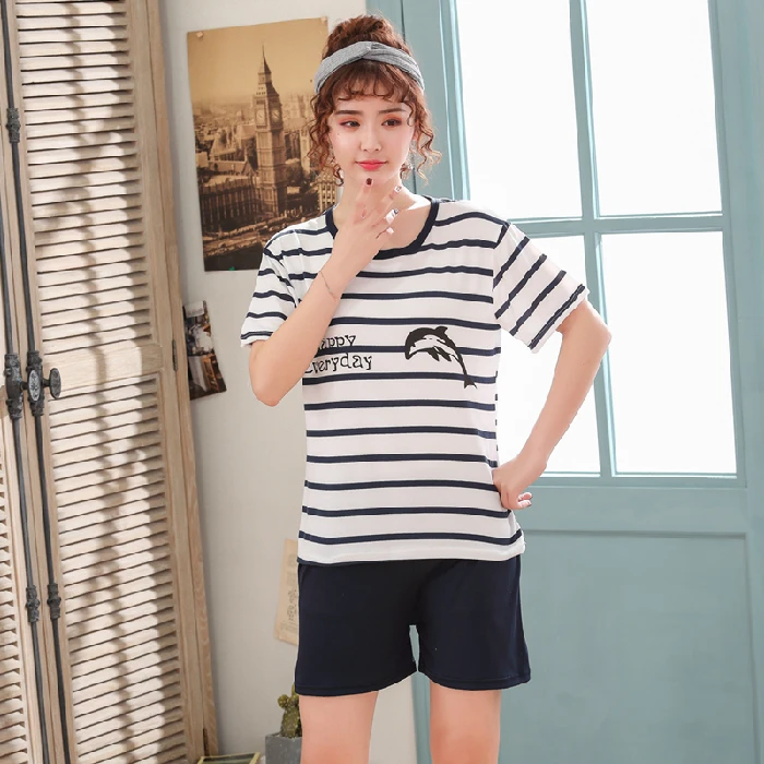 Молочный шелк Женская милая одежда для сна летние женские пижамные комплекты