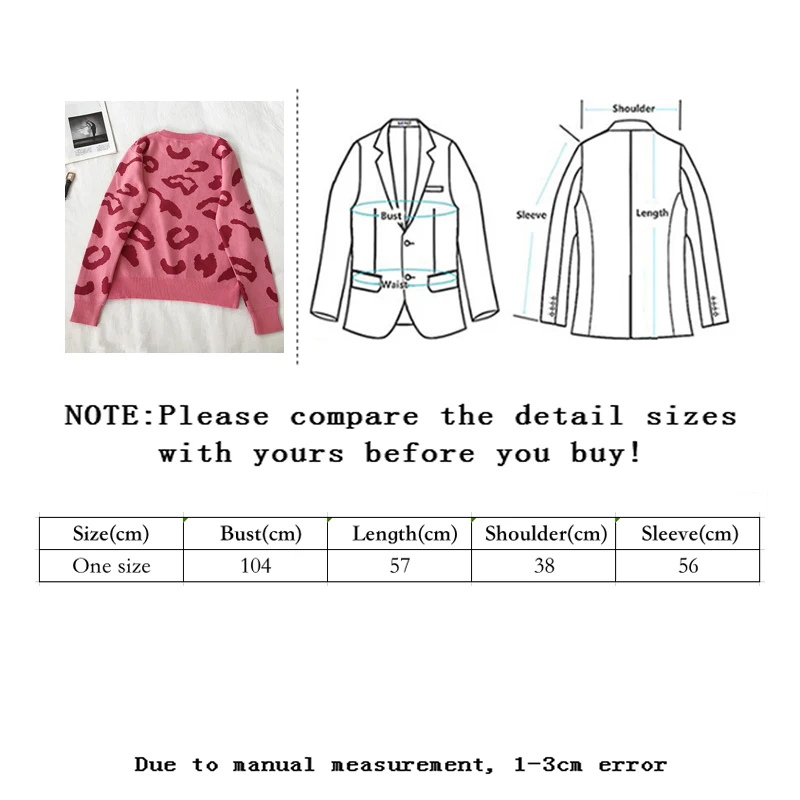 

Vangull Leopard Women's Sweater Autumn Pullovers O-Neck High Waist Short Loose Casual Long Sleeve Fashion Knitting Sweater Tops