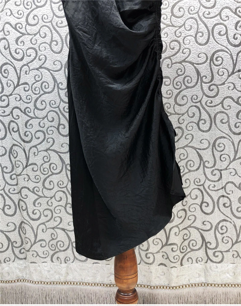 

New Korean Fashion Dress 2021 Summer Women Beading Deco Black White Color Block Patchwork Short Sleeve Casual Pleated Dress