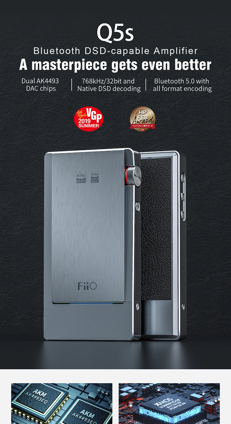 FiiO Q5s(THX-AAA AM3D) Bluetooth 5,0 AK4493EQ dsd-способный ЦАП и усилитель, USB ЦАП усилитель Q5s для iPhone/компьютера/Android/sony