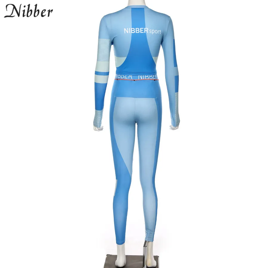 Nibber черная Лоскутная Спортивная одежда для отдыха, комплекты из 2 предметов, Женские Эластичные Обтягивающие Леггинсы с принтом, укороченные топы, спортивные костюмы для бега