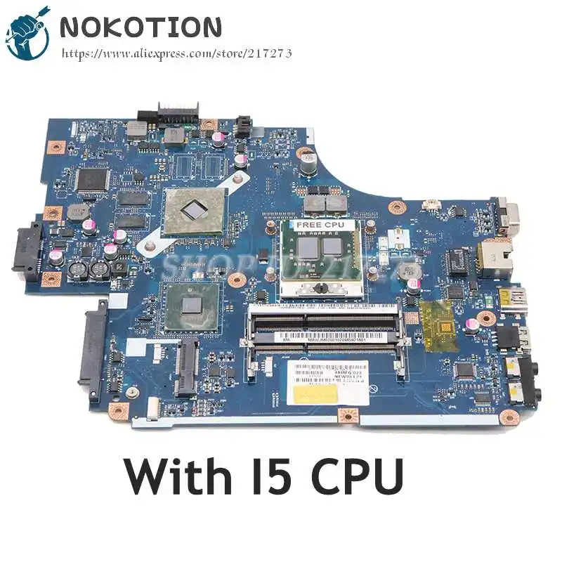 

NOKOTION For Acer aspire 5741 5741G Laptop Motherboard MBWJR02001 NEW70 LA-5891P HM55 DDR3 HD5740 512MB With I5 CPU