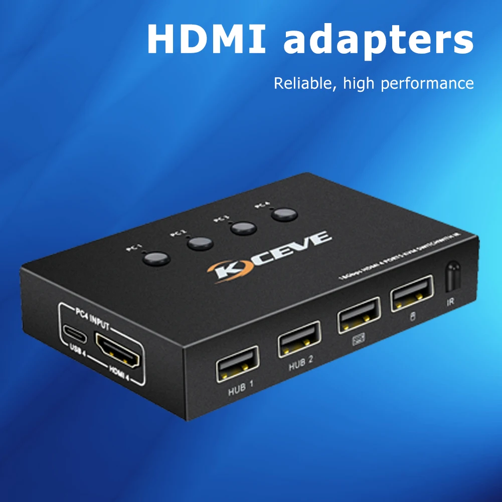 

4 in 1 out HDMI 2.0 USB Splitter HDTV Laptop 4k Video HD Adapter Hub with Remote Control 60Hz PC Gaming HDCP Switcher Converter