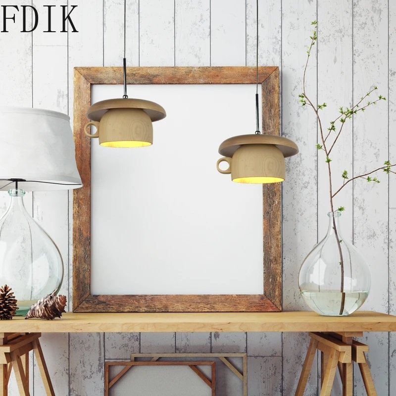 Креативная деревянная чайная чашка подвесные светильники для спальни