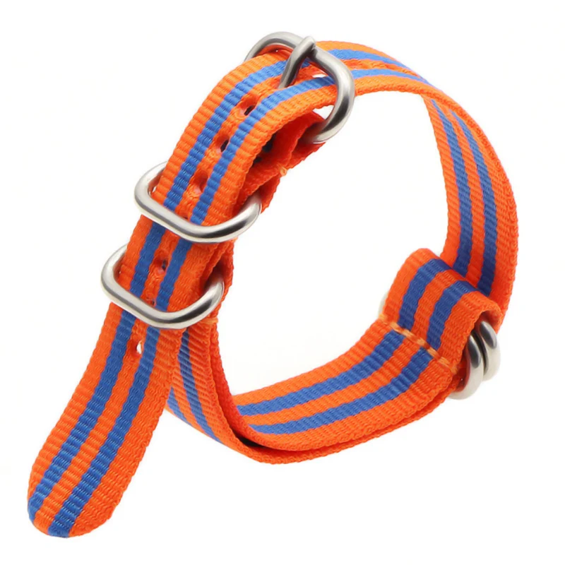 Orange blue S 21 цвет прочный нейлоновый ремешок otan ZULU ремешок 18 мм 20 мм 22 мм 24 мм полосатый Радужный холст замена ремешок для часов - Цвет ремешка: Orange blue S