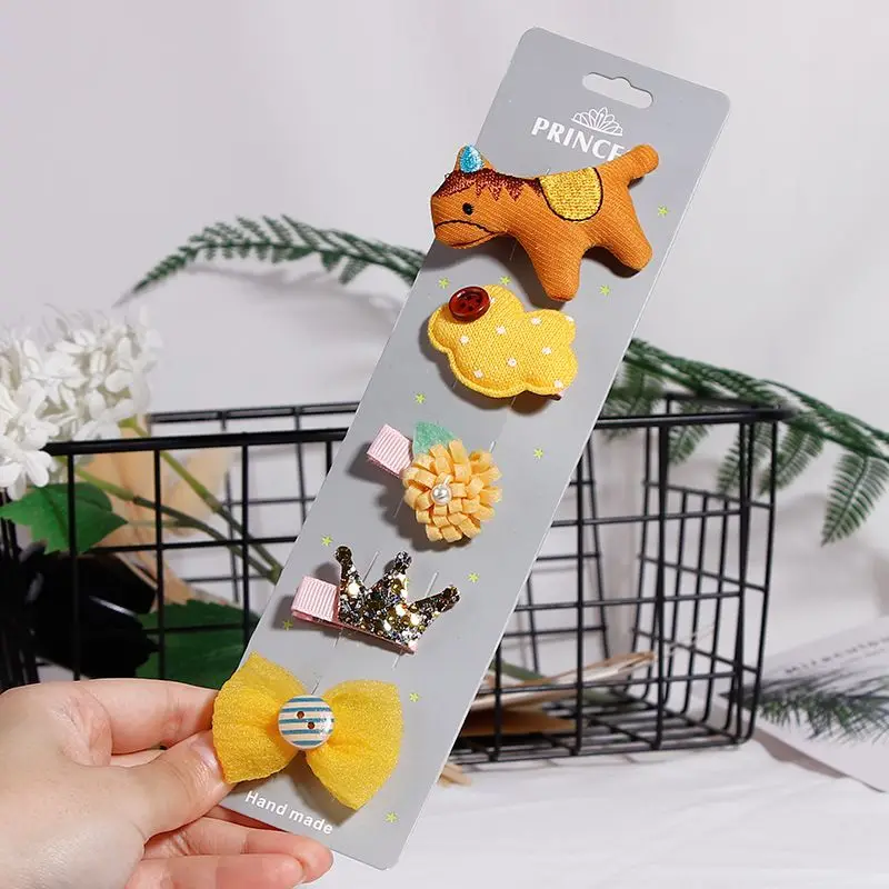 1 Set Hair Accessories Clips for Girls Flower Mini Barrettes Princess Ribbon Hairbows Handmade Hairpin Hairgrips Kids | Детская одежда