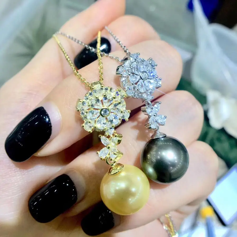 

Flower 925 Sterling Silver Pendant Setting Base Mounting Parts Pendant Findings for Akoya Edison Pearls Corals Jade Stones Beads