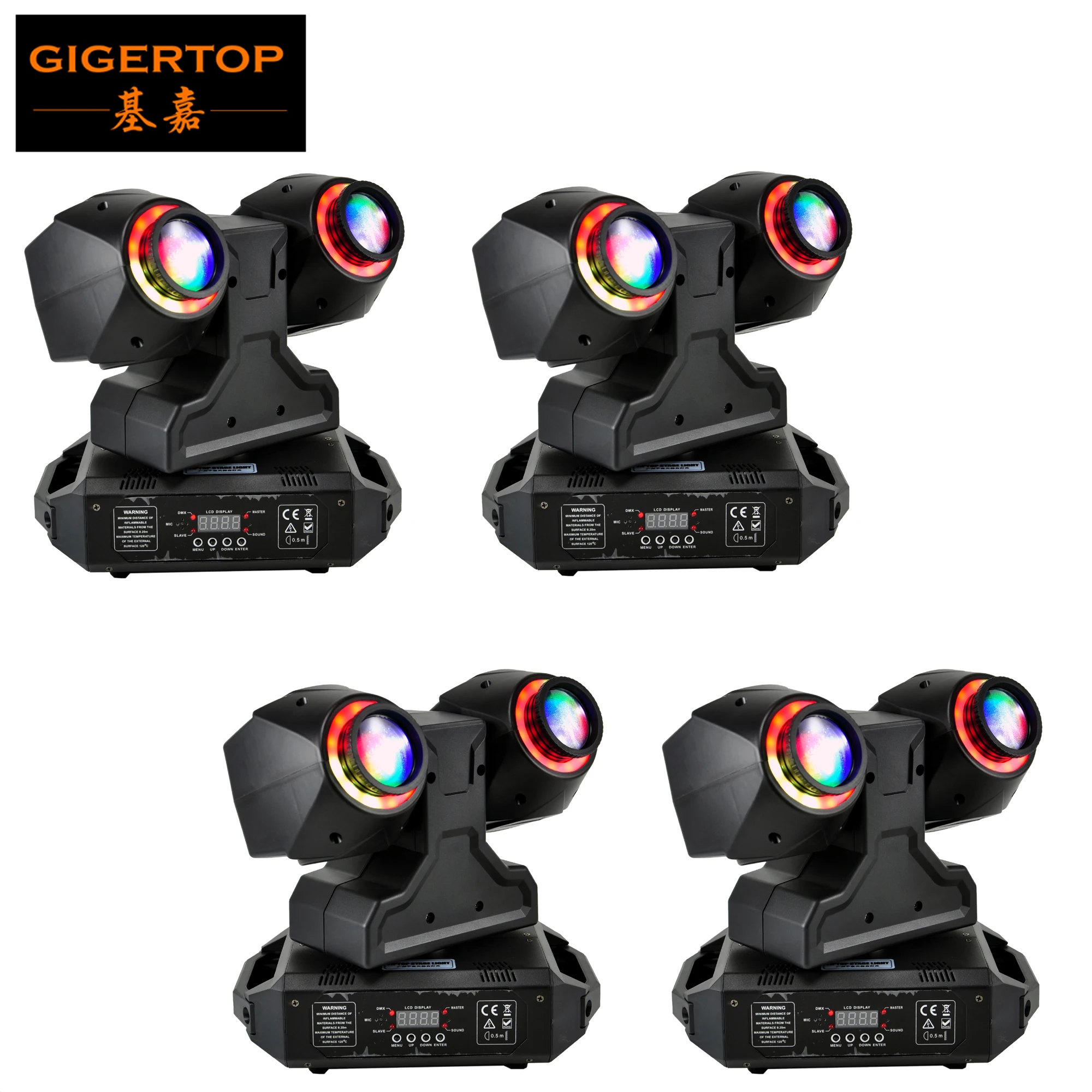 

2X30W Beam Stage Moving Head Light DMX512 Control RGB Halo Colors Endless Pan Rotate for Wedding Christmas Birthday DJ Disco Par