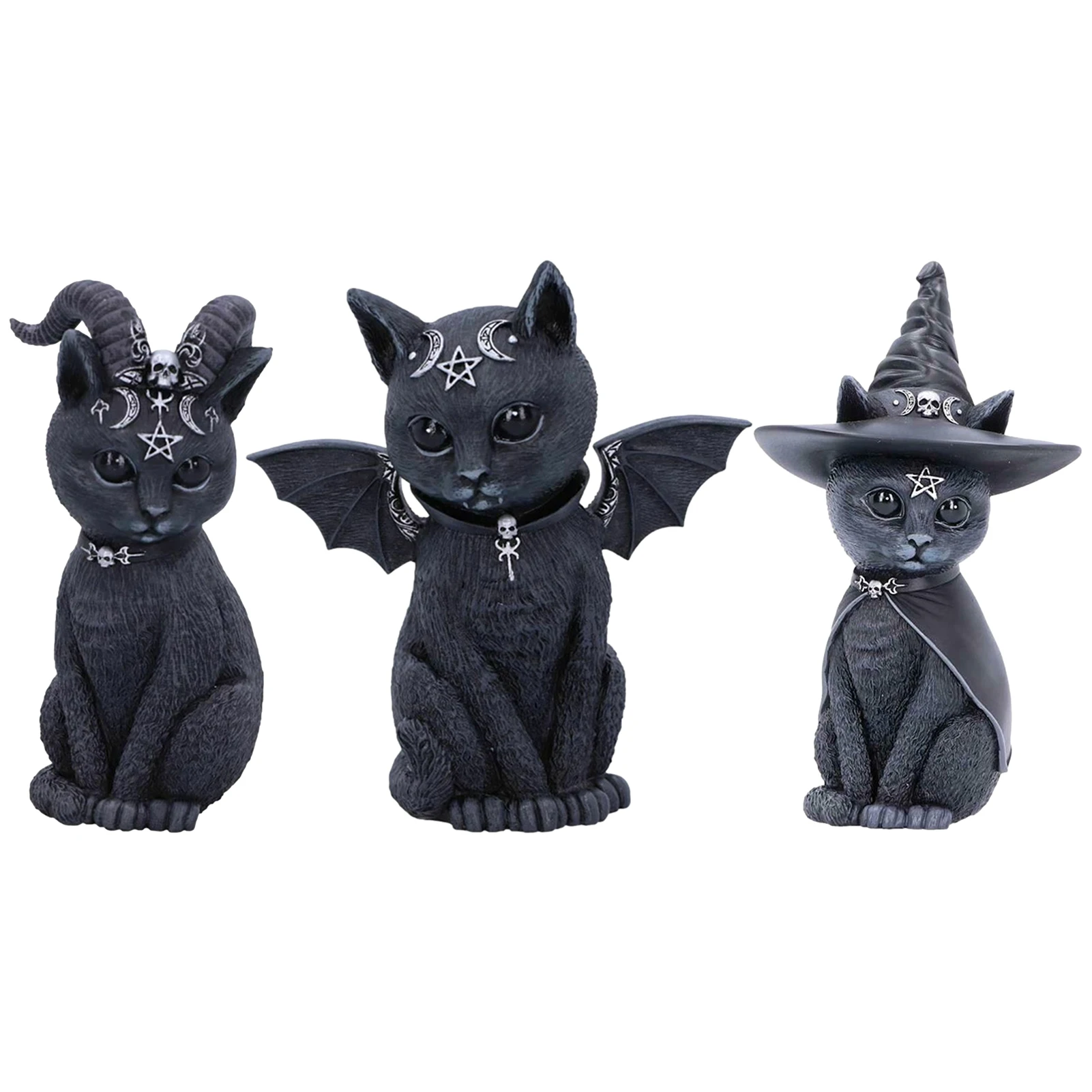 

Garden Kitten Statue Figurine Magic Cat Resin Crafts Animal Decorations Witch Cat Sculpture Pug Cat Resin Outdoor Decor Rational