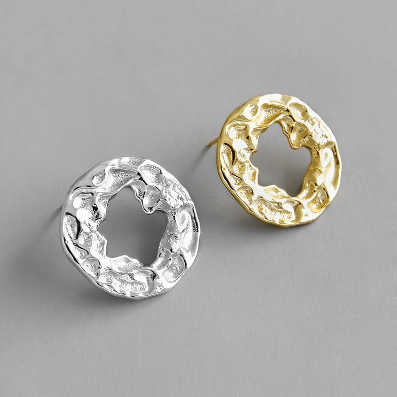 Женские серьги-гвоздики из серебра 100% пробы геометрические круглые серьги