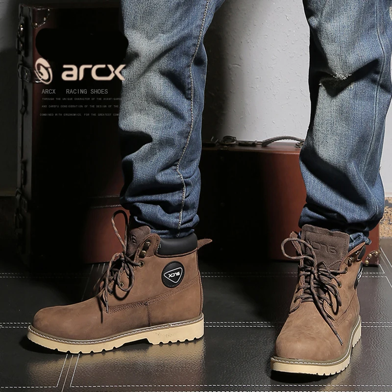 Мотоциклетные ботинки в стиле ретро Прочные из коровьей кожи для путешествий