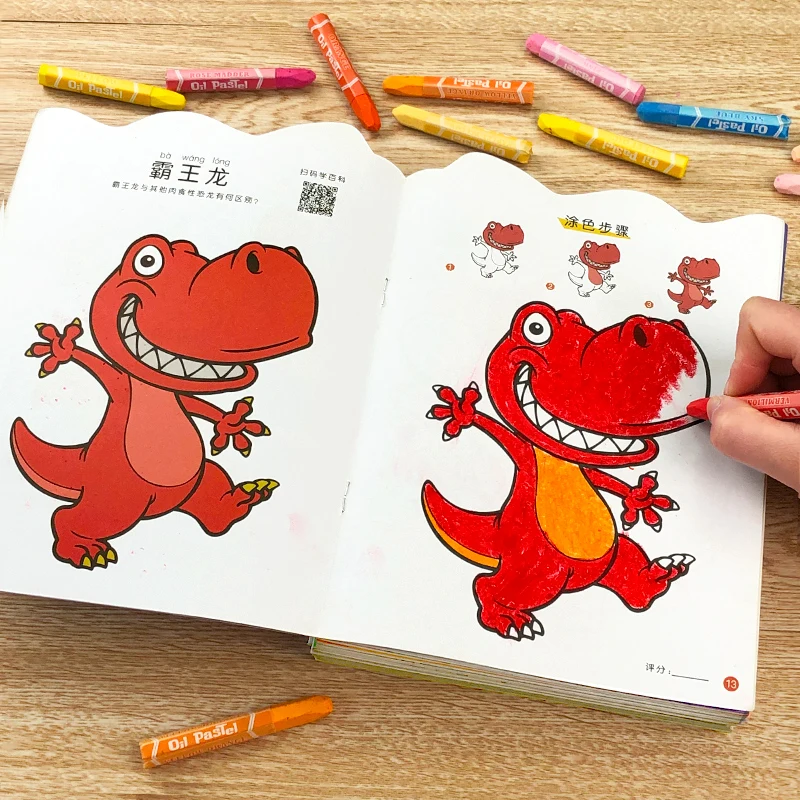 8 Books 192 Pages Dinosaur Drawing Book for Boy 3-6 Ages Children Kindergarten Enlightenment Graffiti Coloring Notebook