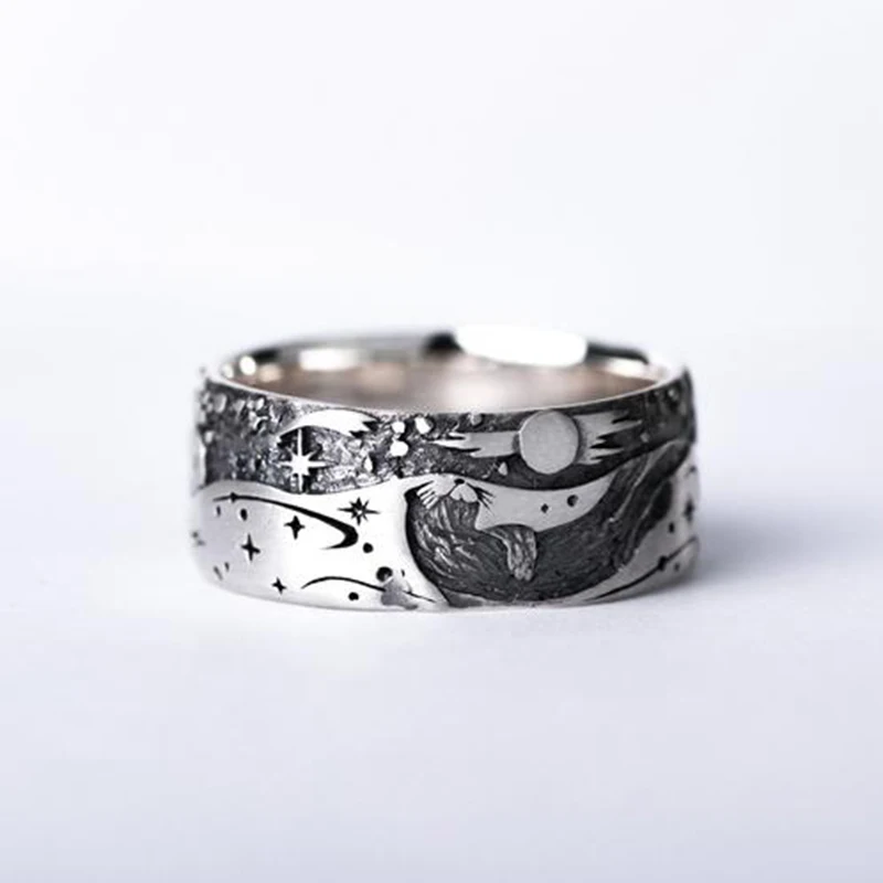 Модные милые кольца для женщин Подводный животных Луна Звезды мира перстни часть