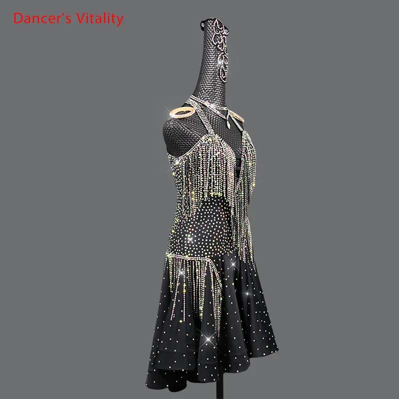 Новинка костюм для латинских танцев выступлений женский взрослых черный