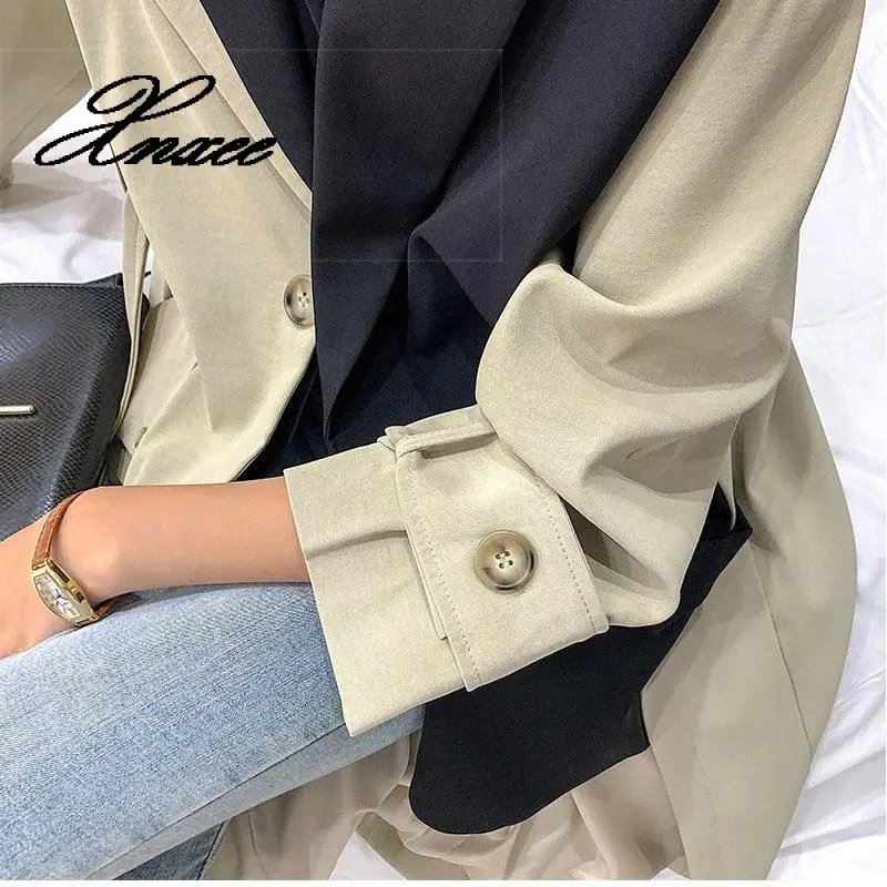 Xnxee 2020 осенний костюм Простроченный плащ женское длинное пальто|Женские пиджаки|